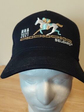 Black Embroidered Horse Baseball Cap - Men
